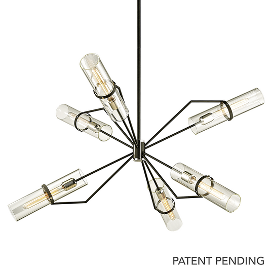 Troy Raef Chandelier Textured Black / Polished Nickel