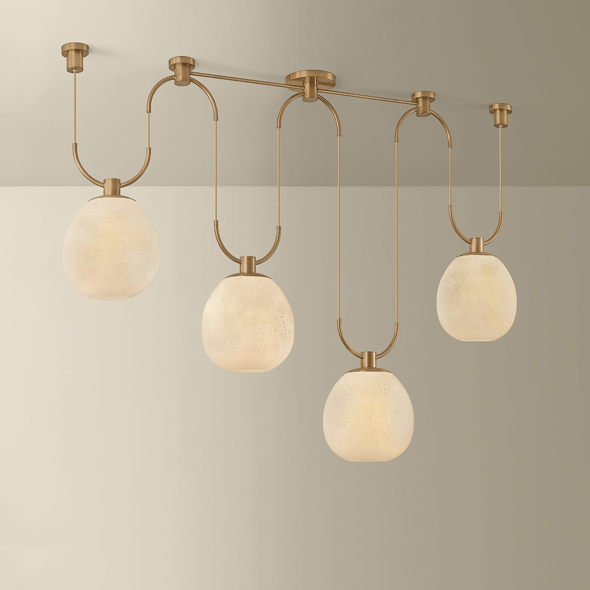 Troy Jove Linear Chandelier Patina Brass Detail 4