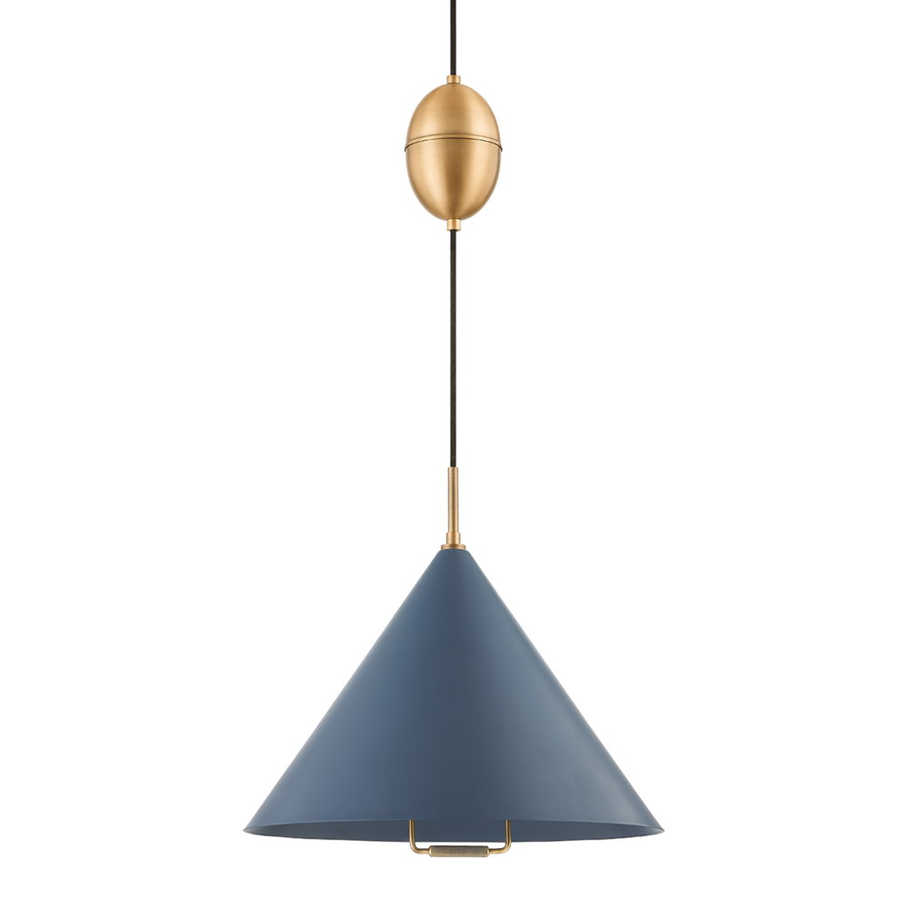 Troy Fontana Pendant Patina Brass / Slate Blue