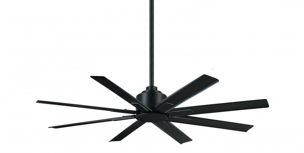 Black ceiling fan on a white background