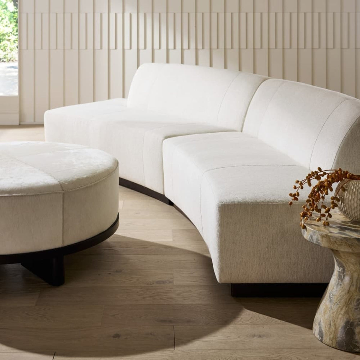 Islander Right Sofa Vanilla Performance Bouclé