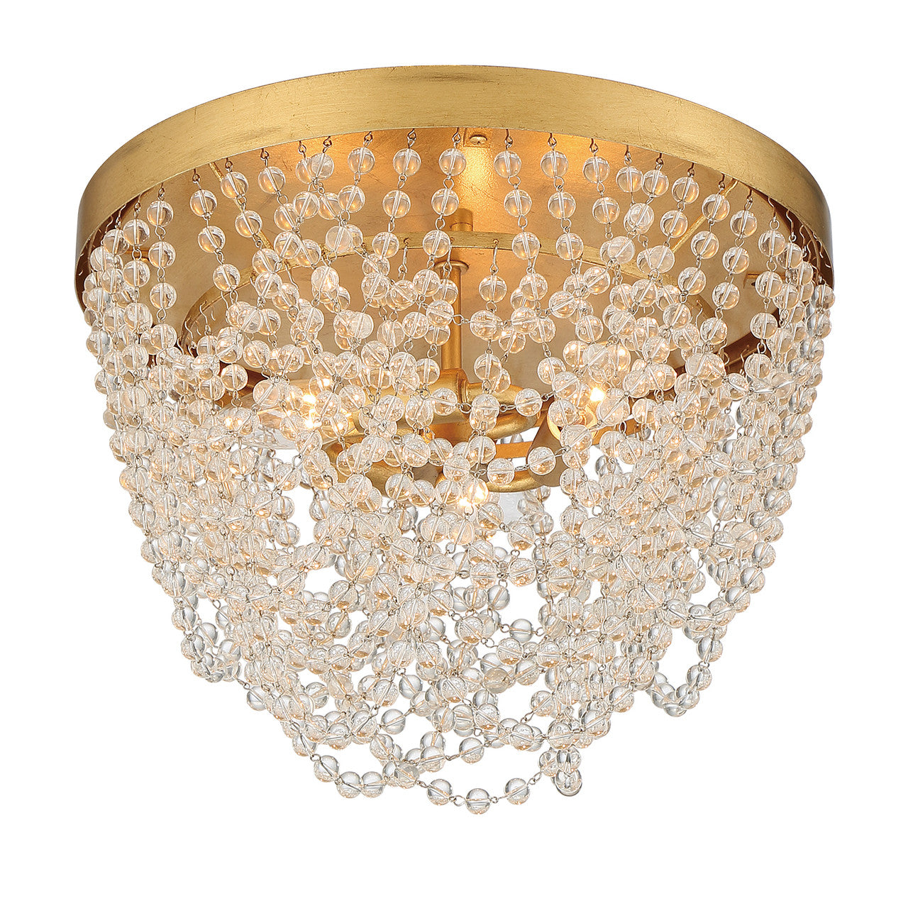 Crystorama Fiona 3 Light Flush Mount Antique Gold