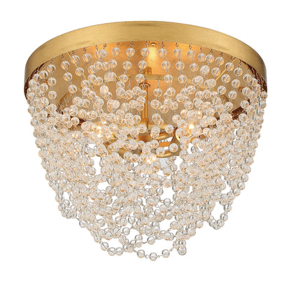 Crystorama Fiona 3 Light Flush Mount Antique Gold