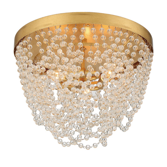 Crystorama Fiona 3 Light Flush Mount Antique Gold
