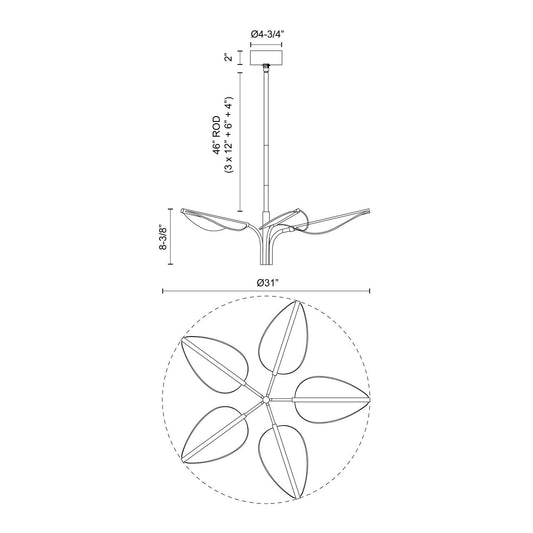 Flora Pendant, 1-Light, LED, Natural Brass, 31"D (PD321105NB 706TQL4)