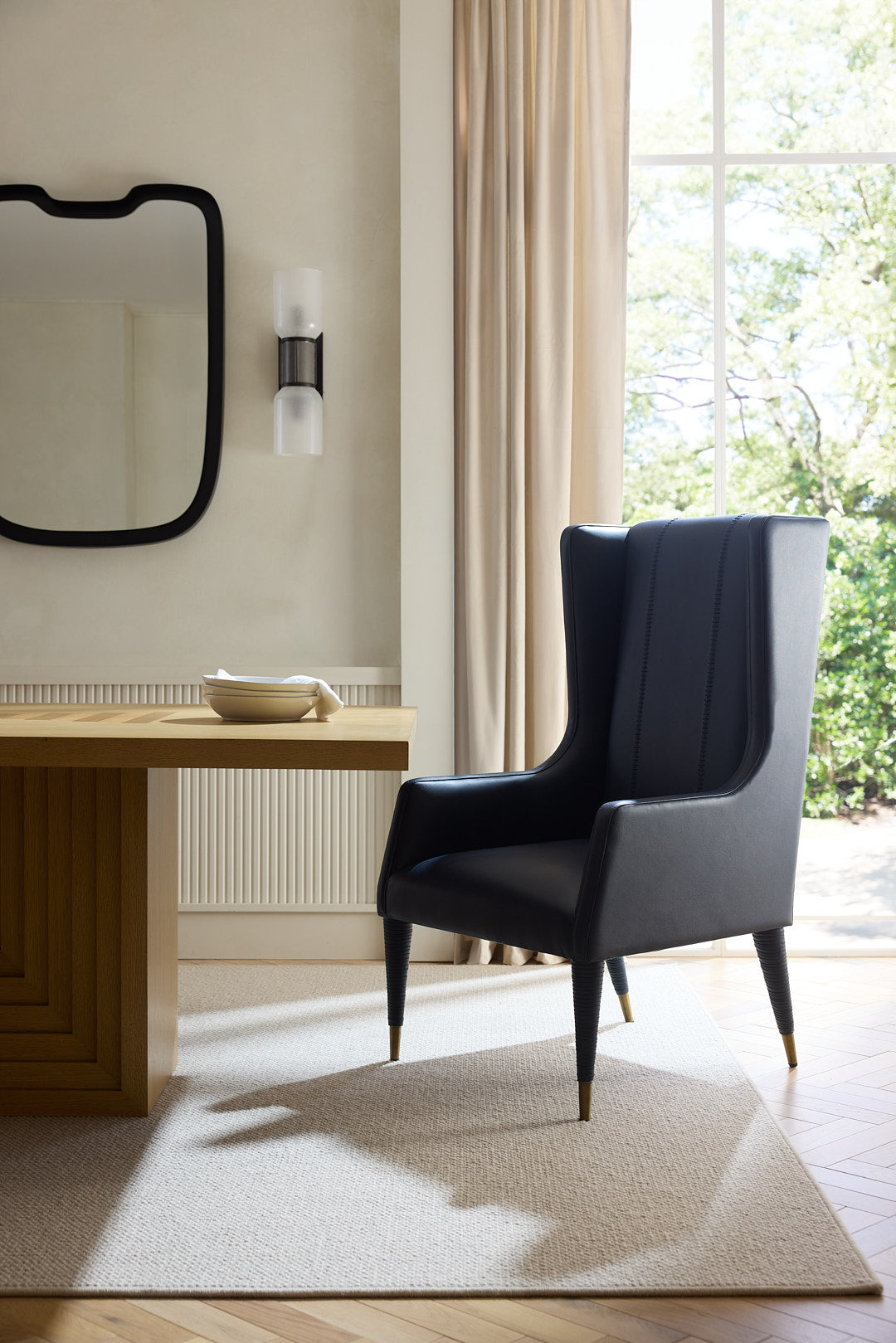 Hawthorne Host Chair Navy Leather