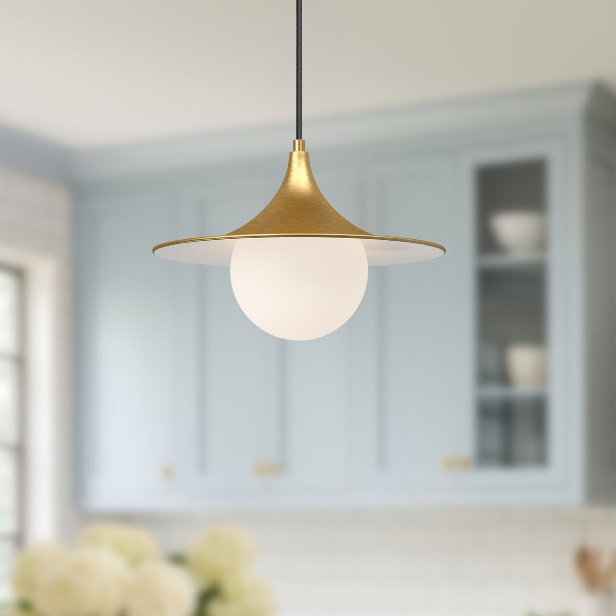 Fuji 12 in Opal Glass Pendant