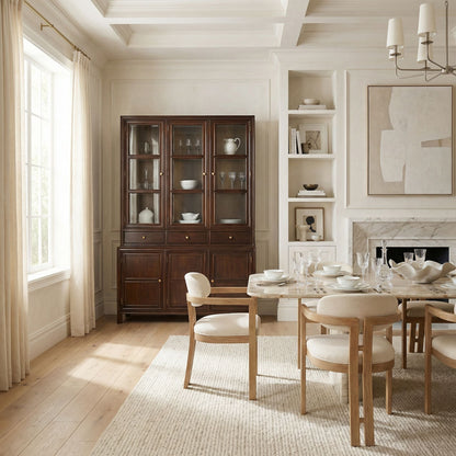 Noir Colonial Hutch Hand Rubbed Brown shown in a styled room setting