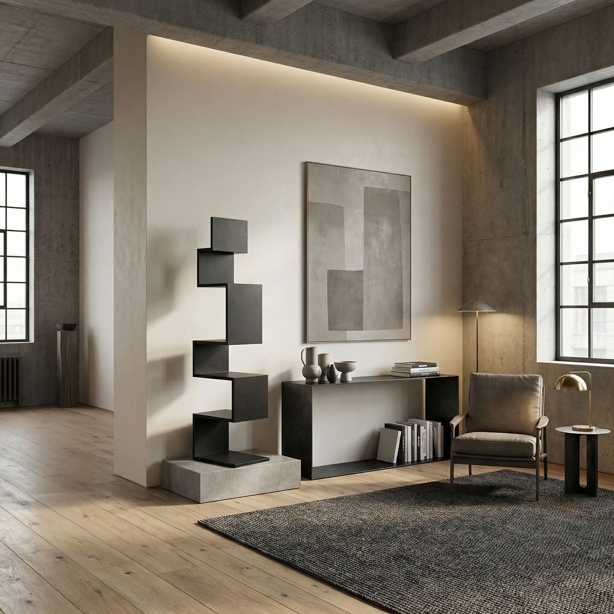 Noir Laszlo Bookcase Matte Black styled in an interior setting