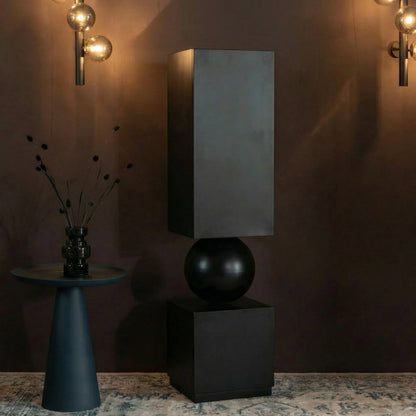 Noir Pillar Cabinet Matte Black shown in a styled room setting
