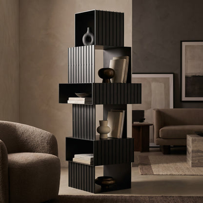 Noir Fujimoto Bookcase Matte Black shown in a styled room setting