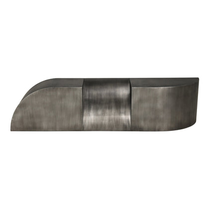 Noir Crafter Bench Gun Metal, side elevation showing the curved end and brushed metal surface