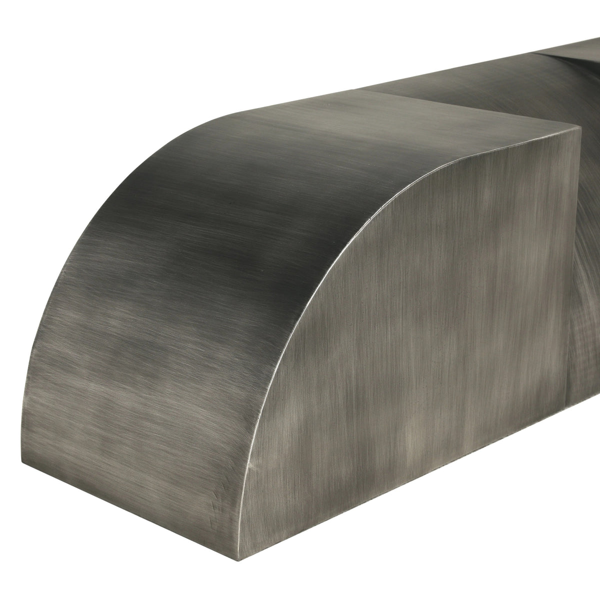 Noir Crafter Bench Gun Metal, three-quarter view down the length of the seat