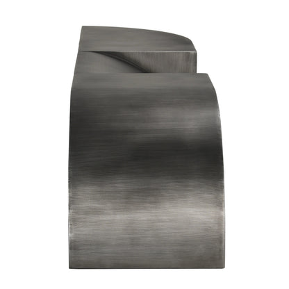 Noir Crafter Bench Gun Metal, end view showing the curved profile