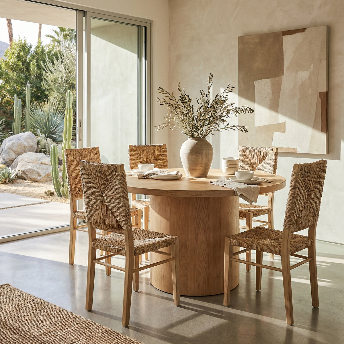 Noir Neva Dining Chair Natural styled in an interior setting