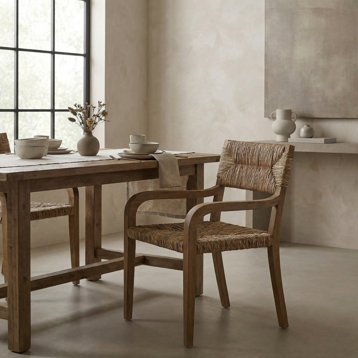 Noir Bowie Dining Chair Natural styled in an interior setting