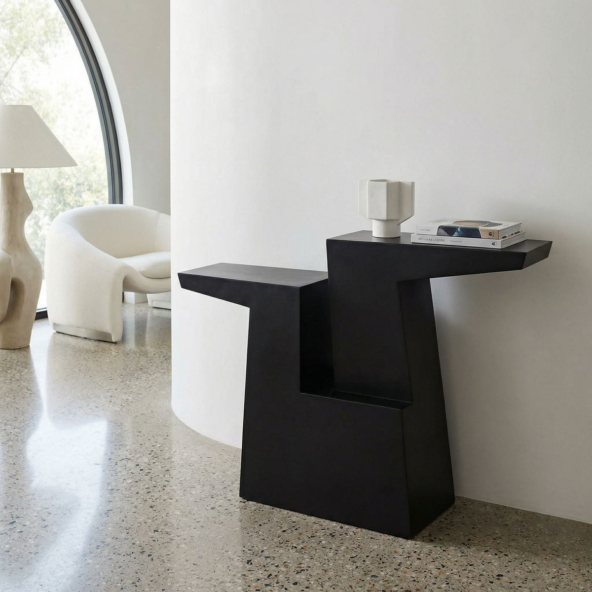 Noir Jazz Console Matte Black styled in an interior setting