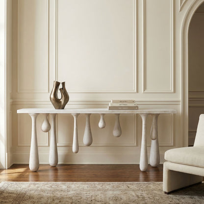 Noir Drop Console White Wash styled in an interior setting
