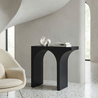 Noir Maximus Console Side Table Matte Black styled in an interior setting