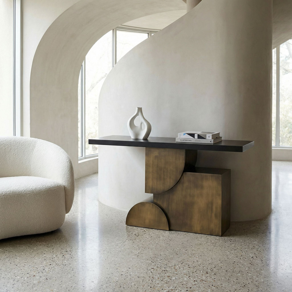 Noir Couture Console Matte Black styled in an interior setting