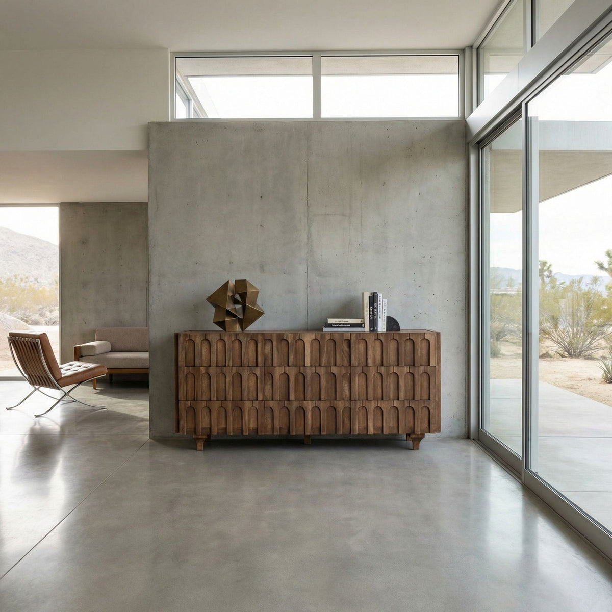 Noir Modea Sideboard Dark Walnut styled in an interior setting