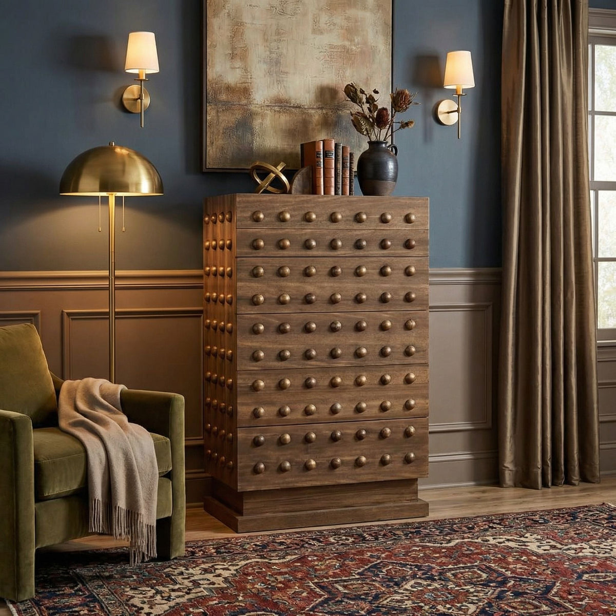 Noir Didier Cabinet Dark Walnut shown in a styled room setting