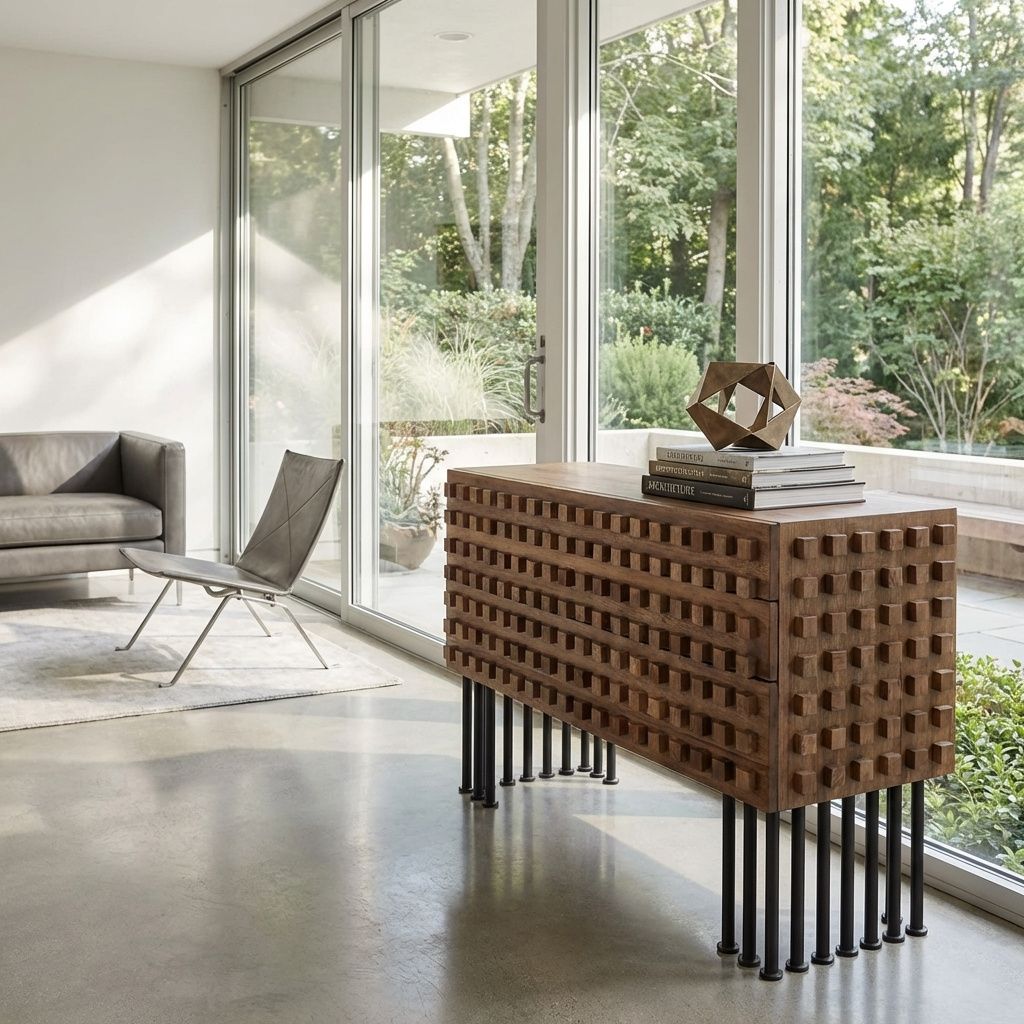 Noir Wolfgang Sideboard Dark Walnut with Matte Black styled in an interior setting