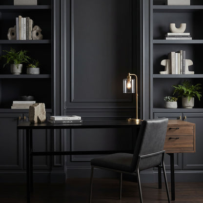 Noir Algeron Desk Dark Walnut styled in an interior setting