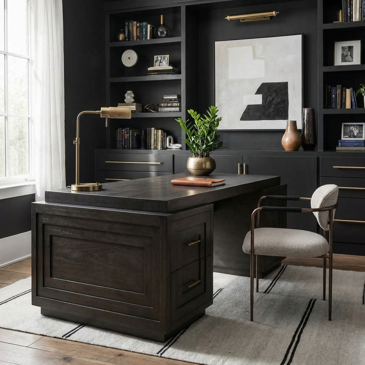 Noir Mentor Desk Pale shown in a styled room setting