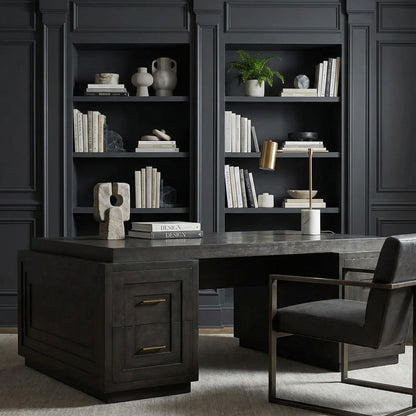 Noir Mentor Desk Pale styled in an interior setting