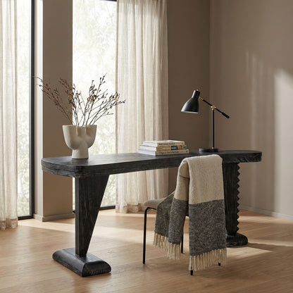 Noir Zigmund Desk Cinder Black styled in an interior setting