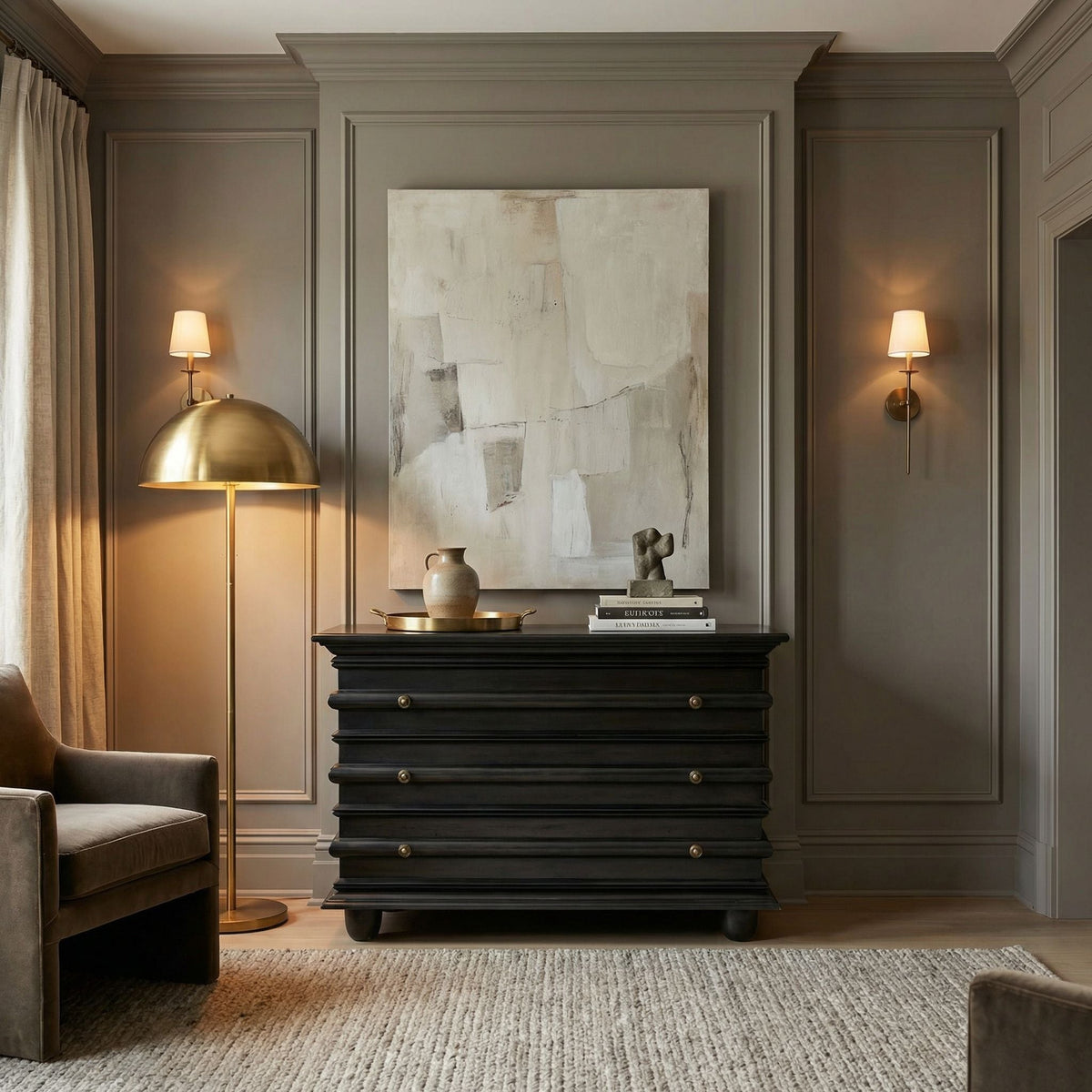 Noir Ascona Chest Pale in a styled interior vignette