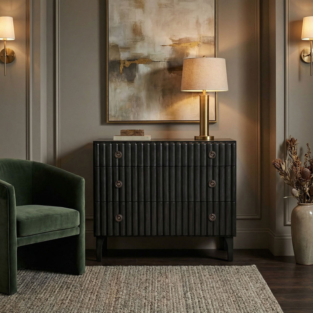 Noir Daryl Dresser Pale shown in a styled room setting