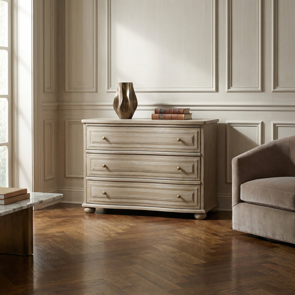 Noir Lauren Dresser Weathered styled in an interior setting