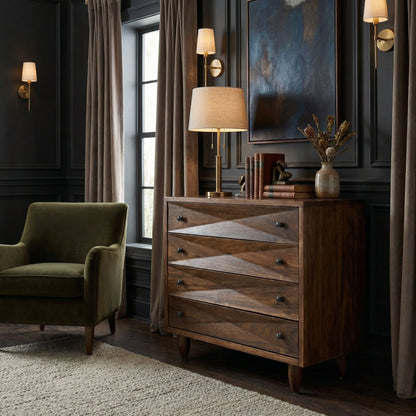 Noir Diamond Chest Dark Walnut shown in a styled room setting