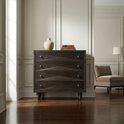 Noir Diamond Chest Ebony Walnut styled in an interior setting