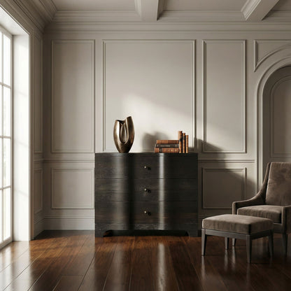 Noir Claudie Chest Ebony Walnut in a styled interior vignette