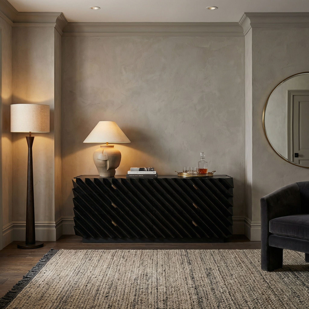 Noir Hikaru Dresser Hand-Rubbed Black shown in a styled room setting
