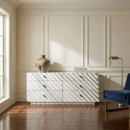 Noir Hikaru Dresser White Wash styled in an interior setting