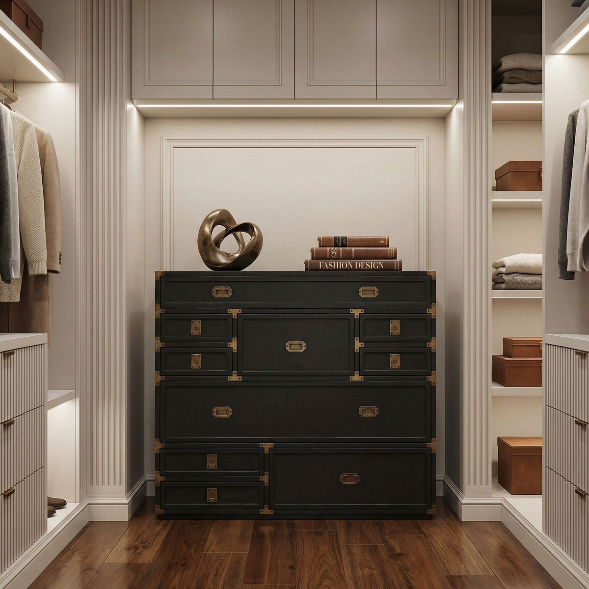 Noir Charles Chest Pale styled in an interior setting