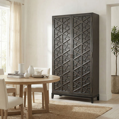 Noir Maharadscha Hutch Pale with Matte Black Base styled in an interior setting