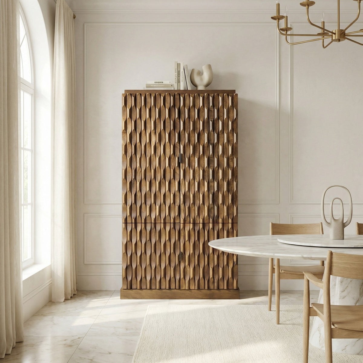 Noir Alameda Hutch Dark Walnut styled in an interior setting