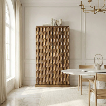 Noir Alameda Hutch Dark Walnut styled in an interior setting