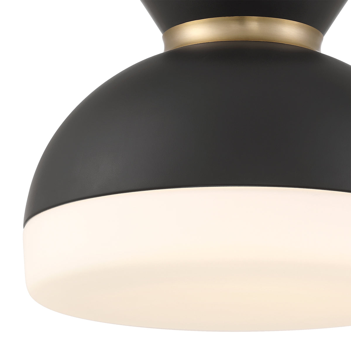 Crystorama Gidget 2-Light Flush Mount Matte Black + Vibrant Gold - detail