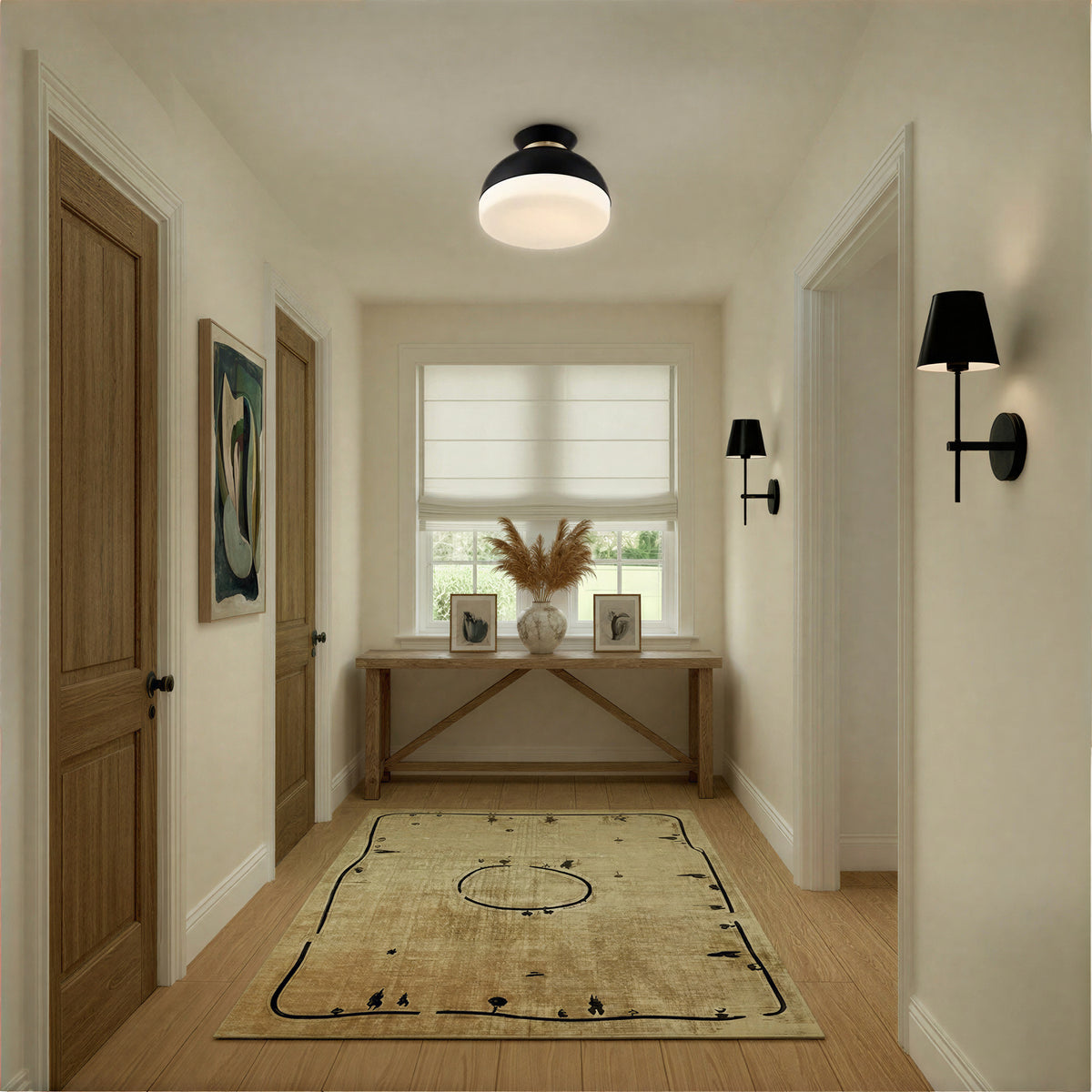 Crystorama Gidget 2-Light Flush Mount Matte Black + Vibrant Gold - lifestyle