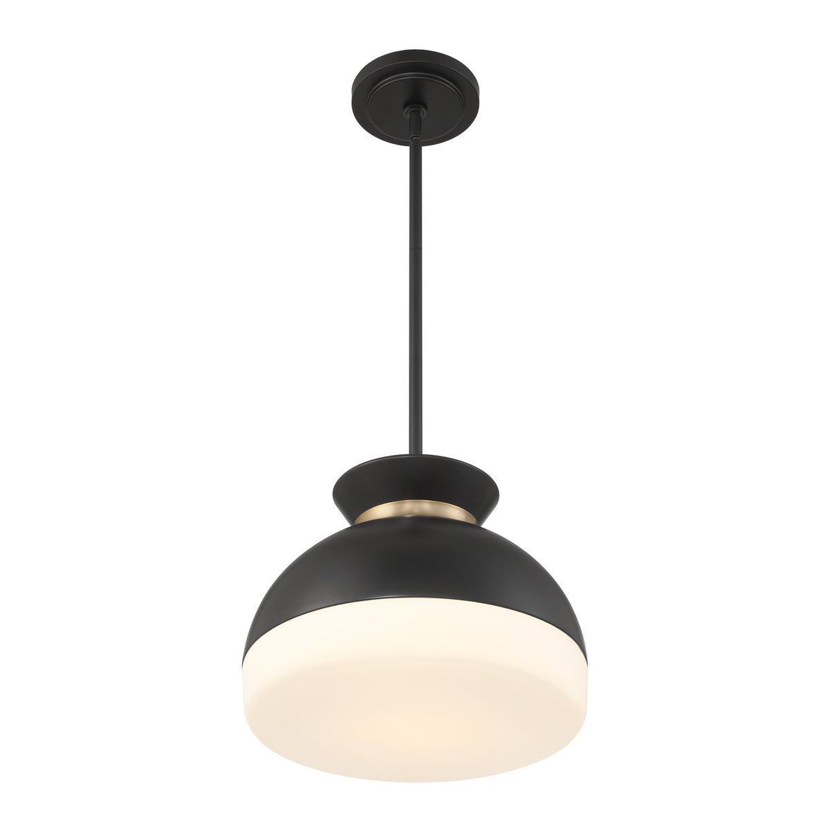 Crystorama Gidget 2-Light Pendant Matte Black + Vibrant Gold - detail