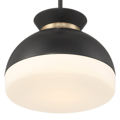Crystorama Gidget 2-Light Pendant Matte Black + Vibrant Gold - detail