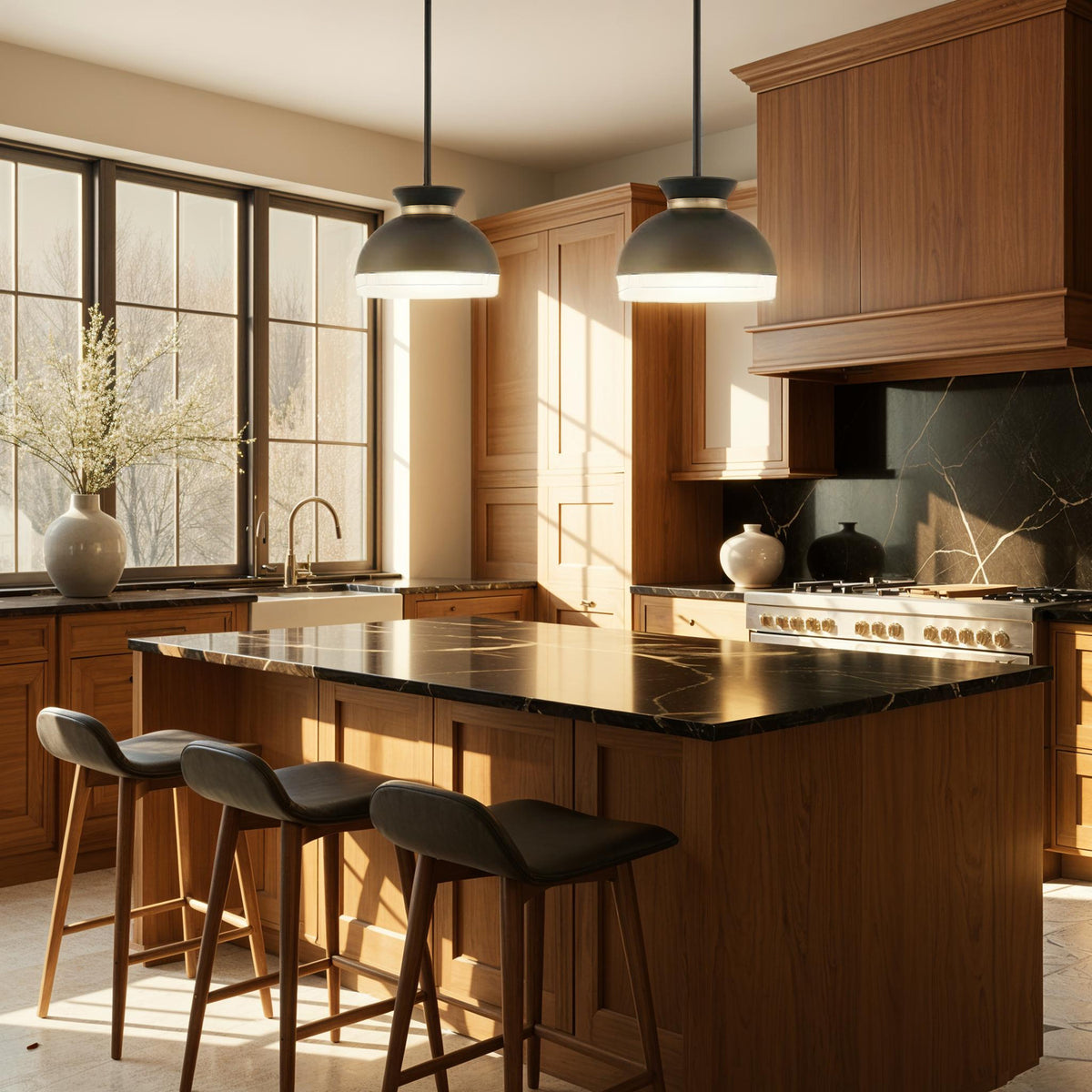 Crystorama Gidget 2-Light Pendant Matte Black + Vibrant Gold - lifestyle