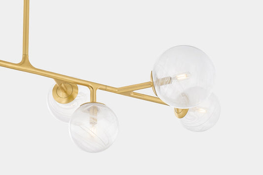 Corbett Glasgow Linear Chandelier Vintage Polished Brass Detail 1