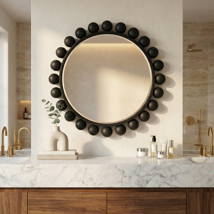 Noir Cooper Mirror Matte Black shown in a styled room setting